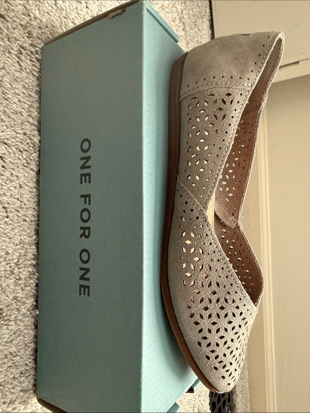Toms Women's Taupe Laser-Cut Ballet Flats